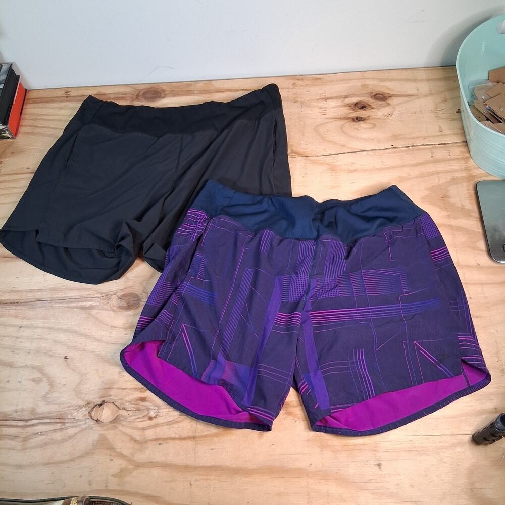 Brooks Run Happy Womens Shorts Sz XL Lot Of 2 Running Shorts Black Purple Set 2